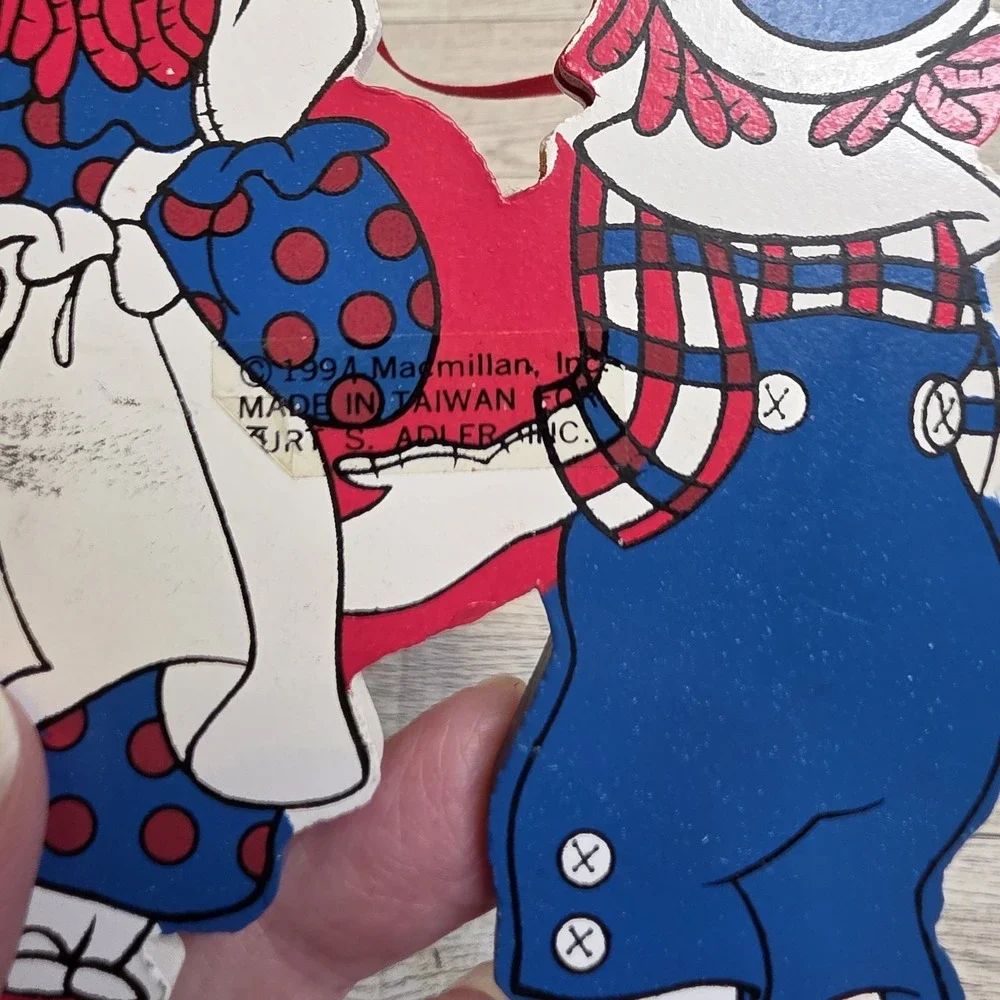 Vintage Kurt Adler Raggedy ANN ANDY holding heart Christmas tree Ornament 1994